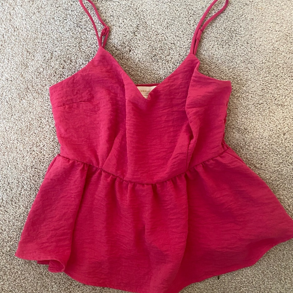 Romantic Peplum Camisole in Vibrant Red